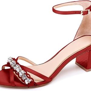 Low Heel Open Toe Dress Shoe - Red, Size: 9, NWT